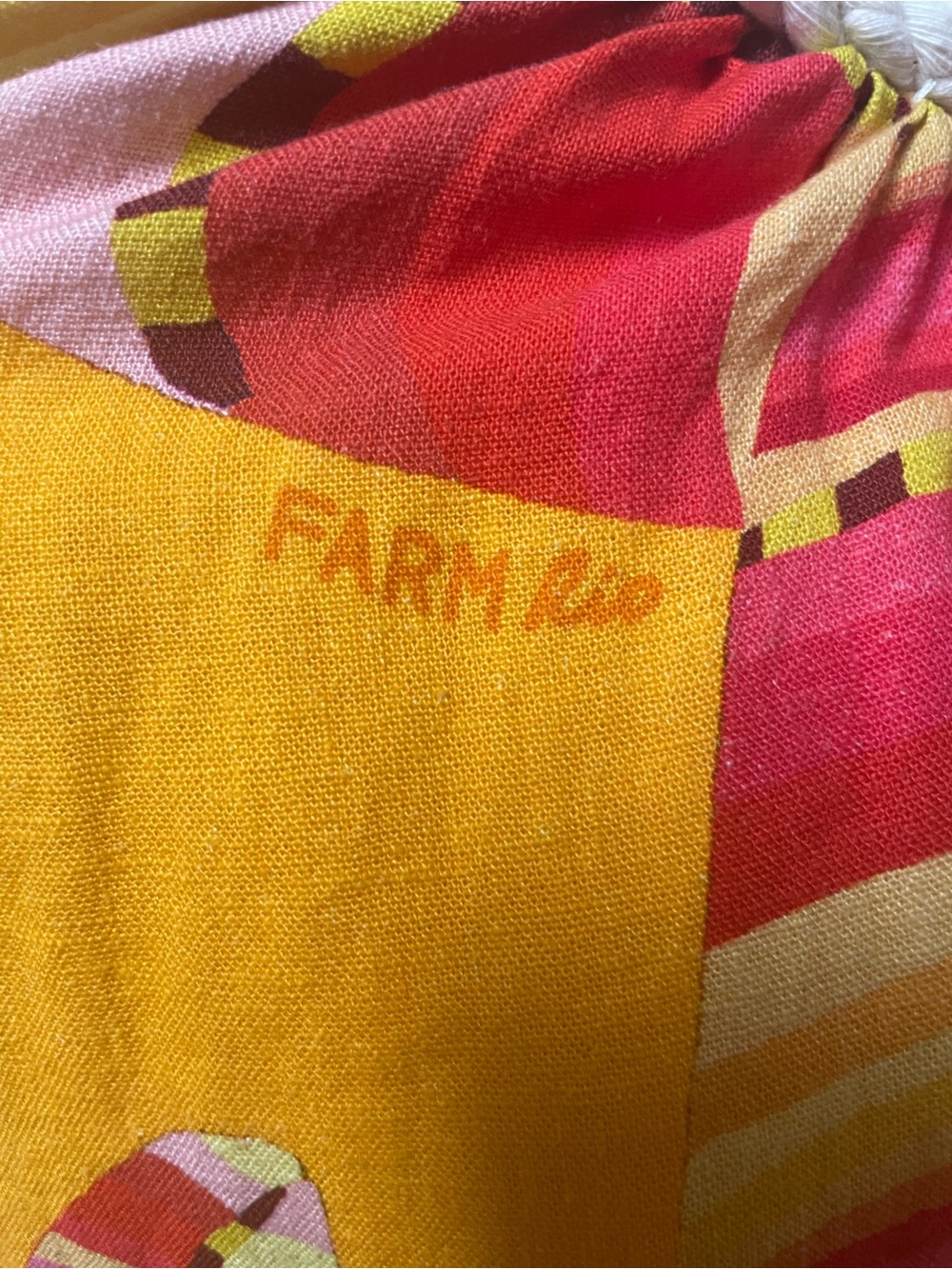 Anthropologie Farm Rio Maxi Dress  Yellow Pink Orange Printed Large - Picture 5 of 6
